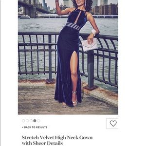 David’s Bridal Navy Blue Velvet Gown worn 1 x sz 5